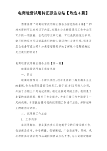 电商运营试用转正报告总结【热选4篇】