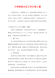 小学班班主任工作计划4篇