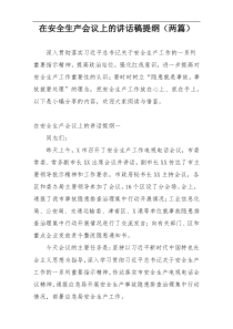 在安全生产会议上的讲话稿提纲（两篇）