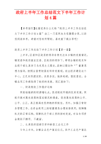 政府上半年工作总结范文下半年工作计划4篇