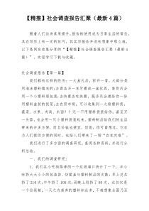 【精推】社会调查报告汇聚（最新4篇）