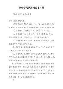 劳动合同试用期范本4篇