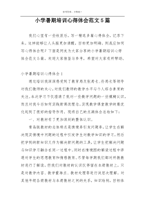 小学暑期培训心得体会范文5篇