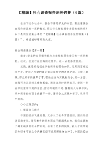 【精编】社会调查报告范例锦集（4篇）
