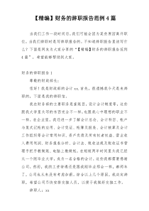 【精编】财务的辞职报告范例4篇