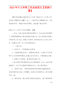 2023年个人年终工作总结范文【范例5篇】