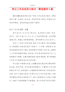转正工作总结范文格式 (菁选通用5篇