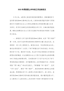 2023年局党委上半年的工作总结范文