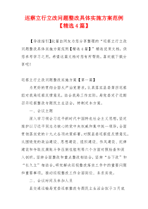 巡察立行立改问题整改具体实施方案范例【精选4篇】