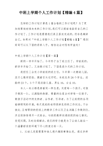 中班上学期个人工作计划【精编4篇】