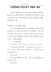 市场营销实习报告范文【最新4篇】