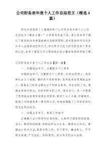 公司财务表年度个人工作总结范文（精选4篇）