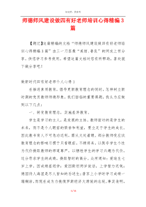 师德师风建设做四有好老师培训心得精编3篇