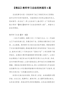 【精品】教师学习总结范例通用4篇