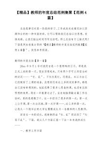 【精品】教师的年度总结范例集聚【范例4篇】