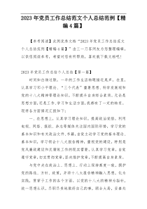 2023年党员工作总结范文个人总结范例【精编4篇】