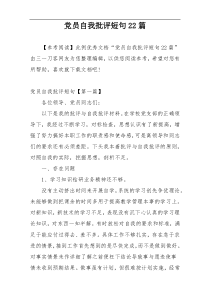 党员自我批评短句22篇