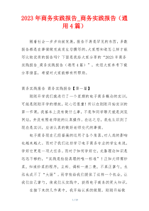 2023年商务实践报告_商务实践报告（通用4篇）