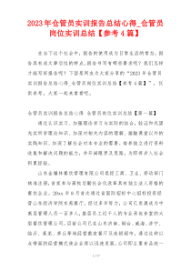 2023年仓管员实训报告总结心得_仓管员岗位实训总结【参考4篇】