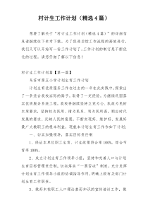 村计生工作计划（精选4篇）