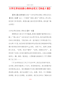 大学生劳动实践心得体会范文【热选5篇】