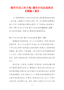 暖冬行动工作方案_暖冬行动总结报告【精编5篇】