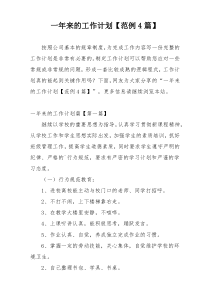 一年来的工作计划【范例4篇】