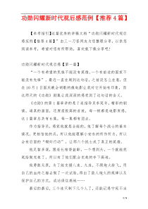 功勋闪耀新时代观后感范例【推荐4篇】