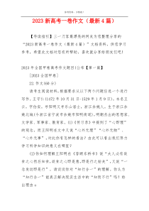 2023新高考一卷作文（最新4篇）