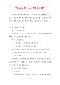 工作总结范文ppt【精选5篇】