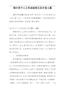 统计员个人工作总结范文及计划4篇