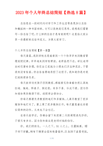 2023年个人年终总结简短【热选8篇】