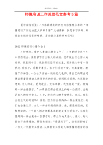 师德培训工作总结范文参考5篇