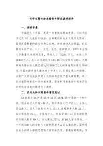 关于农村大龄未婚青年情况调研报告