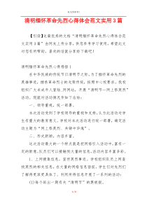 清明缅怀革命先烈心得体会范文实用3篇