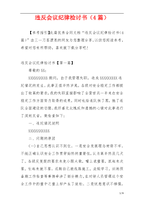 违反会议纪律检讨书（4篇）