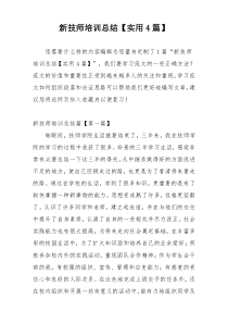 新技师培训总结【实用4篇】