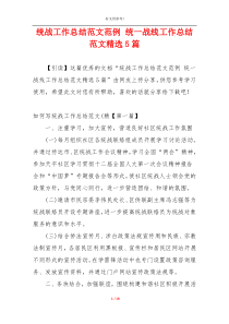 统战工作总结范文范例 统一战线工作总结范文精选5篇