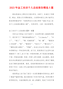 2023年金工实训个人总结报告精选5篇