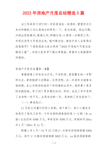2023年房地产月度总结精选5篇
