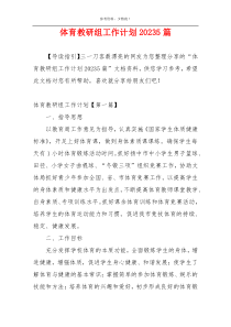 体育教研组工作计划20235篇