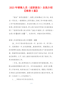 2023年销售人员（述职报告）自我介绍【推荐5篇】