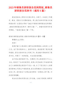 2023年销售员辞职报告范例简短_销售员辞职报告范例书（通用5篇）