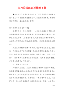 实习总结怎么写最新4篇
