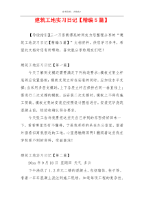 建筑工地实习日记【精编5篇】