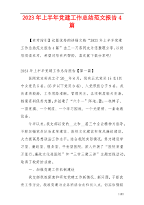 2023年上半年党建工作总结范文报告4篇