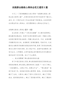 实践群众路线心得体会范文通用5篇