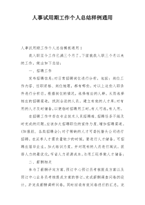 人事试用期工作个人总结样例通用