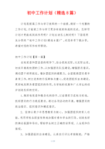 初中工作计划（精选8篇）