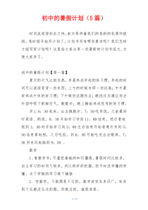 初中的暑假计划（5篇）